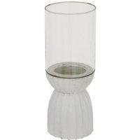 Lemon Pavilion Furniture and Decor Carved Hurricane Lantern - Glass - L12 x W12 x H32 cm - White