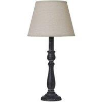 Lemon Pavilion Furniture and Decor Ravenna Column Table Lamp with Linen Shade - L11 x W11 x H40 cm - Grey in Black