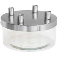 Lemon Pavilion Furniture and Decor Candle Holder with Bowl - Metal/Glass - L20xW20xH9.5cm - Silver/Glass in Silver