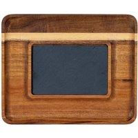 Lemon Pavilion Furniture and Decor Acacia Serving Tray with Slate - L22 x W27 x H2 cm - Brown