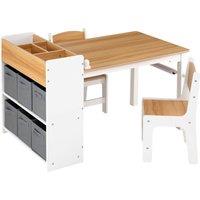 CASART 3-Piece Kids Art Table & Chair Set for 3-6 Years Old in Natural