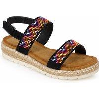 Savannah Women's Embellished Comfort Espadrille Sandals with Slingback Strap in Black | Size: 7