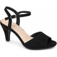 Anne Michelle Women's Classic Ankle Strap Mid Heel Sandals in Jet Black | Size: 5