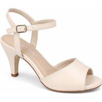 Anne Michelle Women's Classic Ankle Strap Mid Heel Sandals in Ivory | Size: 4