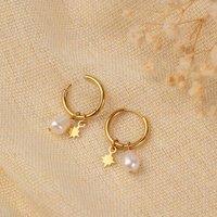 Jerne By Jodie Women's Freshwater Pearl Charm Earrings in Gold