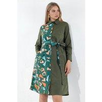 MSN Collection Women's Printed Mini Shirt Dress With Tie Detail | Size: Medium