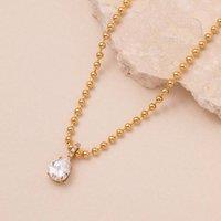 Jerne By Jodie Women's Teardrop Crystal Necklace in Gold