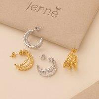 Jerne By Jodie Women's Triple Hammered Earrings - Gold