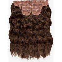 Lullabellz Women's Super Thick 16" 5 Piece Brushed Out Wave Clip In Hair Extensions in Chestnut