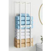 H&O Direct Premium Iron Space-Saving Bathroom Wall Mounted Towel Rack in White