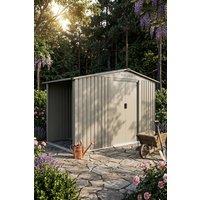 Living and Home 4x8FT Metal Garden Storage Shed with Log Storage in Light Grey
