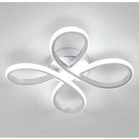 Pheashine 30W LED Ceiling Light, Silver 30cm Flower Flush Mount Lamp, White Light