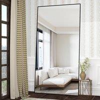 CASSILANDO Full Length Mirror/Standing Wall Mirror with Aluminum Alloy Frame in Black | Size: 180 cm x 80 cm x 1.4 cm