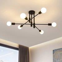 Pheashine Black Wrought Iron 71cm 6-Light Molecule Chandelier E27 Ceiling Lamp