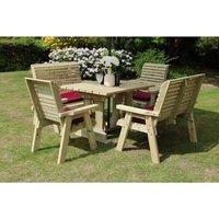 Churnet Valley Garden Furniture Ltd Ergo 6 Seat Compact Set - 2xC 2xB 120X90 Table - Partially Assembled in Brown