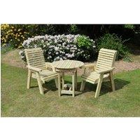 Churnet Valley Garden Furniture Ltd Ergo Bistro Set 2xC - 80cm Round Table - L80 x W200 x H103 cm in Brown