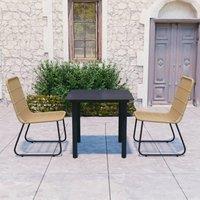 Berkfield Home 3 Piece Outdoor Dining Set Poly Rattan & Glass in Brown