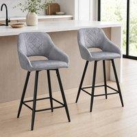 STILVORA Bar Stools Set of 2 with metal frame grey