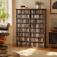 STILVORA CD Storage Tower with 12 Adjustable Shelves in Brown