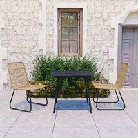 Berkfield Home 3 Piece Outdoor Dining Set Poly Rattan & Glass in Brown