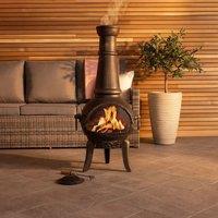 Charles Bentley 120cm Extra-Large Open Bowl Mesh Cast Iron Chiminea Patio Heater Black