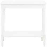 Orsina Rectangular Console Table for Hallway, Pine Wood Hallway Table for Home Office Decor, Wood Table with Carved Legs in White