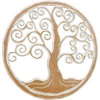 Minster 100cm Hand Carved Wooden Round Tree of Life - L3 x W100 x H100 cm in Brown