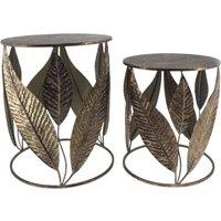 Minster 61/50cm Leaf Design Metal Tables (Set of 2) - L50 x W50 x H61 cm