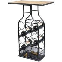 Minster 75cm Wine Rack Table - Metal/Wood - L51 x W31 x H75 cm in Black