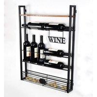 Minster 80cm Wall Wine Rack - Metal/Wood - L11 x W61 x H80 cm in Black