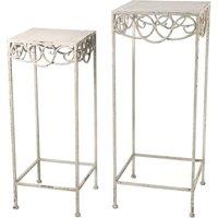 Minster Stylish Living Ltd 66cm Decorative Metal Plant Stand (Set of 2) - L27xW27xH66 cm - Cream