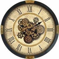 Minster 64cm Gear Clock - Metal - L8 x W64 x H64 cm - Black Frame