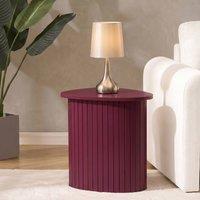 OHS Madison Ribbed Side Table Corner Bedroom Living Room Office Bedside in Dark Red