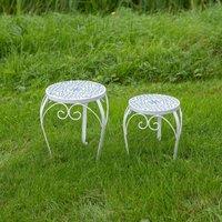 Ascalon Design Ltd Mosaic Low Plant Table (Set of 2) in White