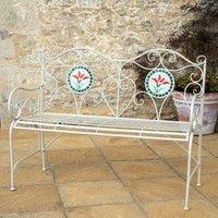 Ascalon Design Ltd Floral Mosaic Bench - L46 x W115 x H91 cm - Cream