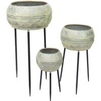 Ascalon Design Ltd Wave Bowl with Legs (Set of 3) - L30 x W30 x H71 cm - Green