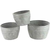 Ascalon Design Ltd Round Planter (Set of 3) - H47 cm - Antique Galv in Grey