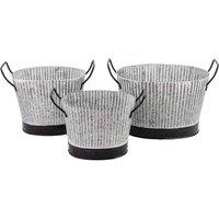 Ascalon Design Ltd Ribbed Planter (Set of 3) - Antique Galv in Grey