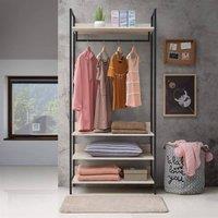 Timber Art Design Zahra Bedroom Open Wardrobe 4 Shelves Furniture Storage Cupboard in Light Grey