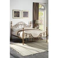 SlumberWorx Letchworth Vintage Victorian Style Antique Metal Bed Frame in Bronze | Size: Small Double