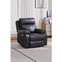 More4Homes Vinson Electric Recliner Air Leather USB-C Charging Recliner Chair in Charcoal | Size: Armchair
