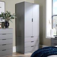 Home Source Phoenix Wardrobe 2 Door 3 Drawer Bedroom Clothing Storage Inner Shelf in Grey