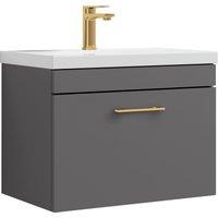Balterley 1 Drawer Bathroom Wall Hung Vanity Basin Unit 600mm in Grey