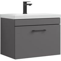 Balterley 1 Drawer Bathroom Wall Hung Vanity Basin Unit 600mm in Grey