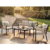 Solace+Co Kalina 4 Piece Garden Sofa Set with Coffee Table Brown in Grey