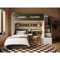 Flair Alpha Bunk Bed with LED Beige & Green | Size: Single