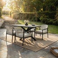 Solace+Co Eliza Outdoor Dining Table with 4 Chairs Set Grey & Dark Brown