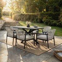 Solace+Co Eliza Outdoor Dining Table with 6 Chairs Set Grey & Dark Brown