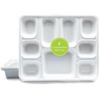 ECONX 9 Compartment Biodegradable Bagasse Plates Disposable Dinner Plates in White | Size: 200 Pieces