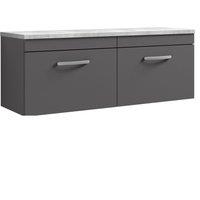 Balterley Millwich 2 Drawer Wall Hung Vanity Unit, Gloss Grey, 1200mm in Grey